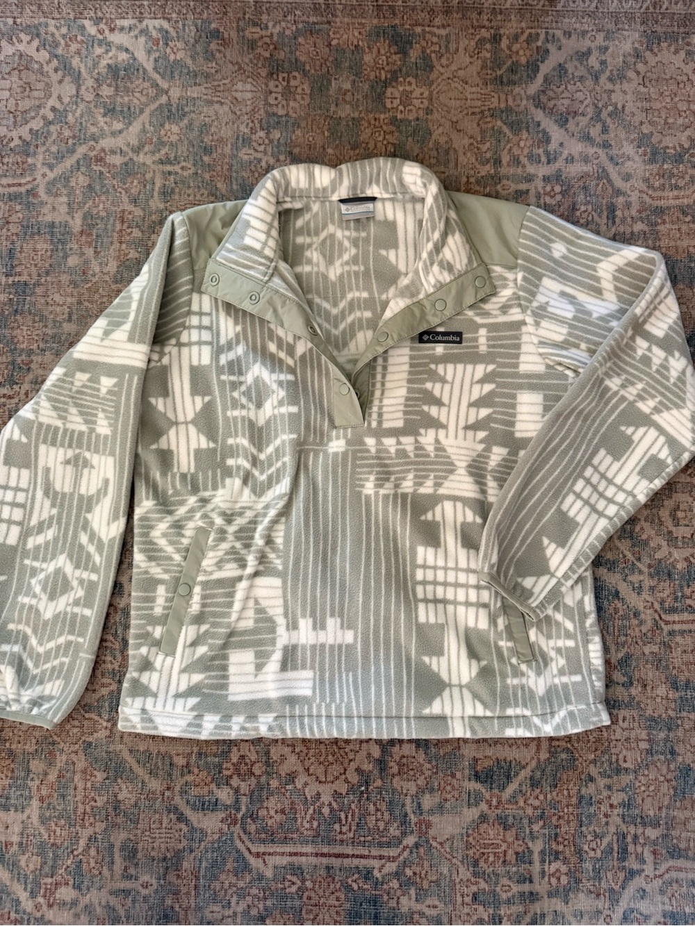 Columbia Women’s Sage Green Patterned Snap-Front Fleece Pullover